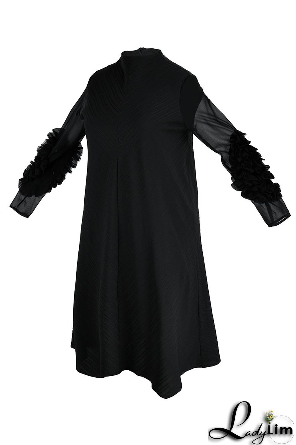 Burgundy Casual Elegant Solid Patchwork Fold Stringy Selvedge Half A Turtleneck A Line Plus Size Dresses