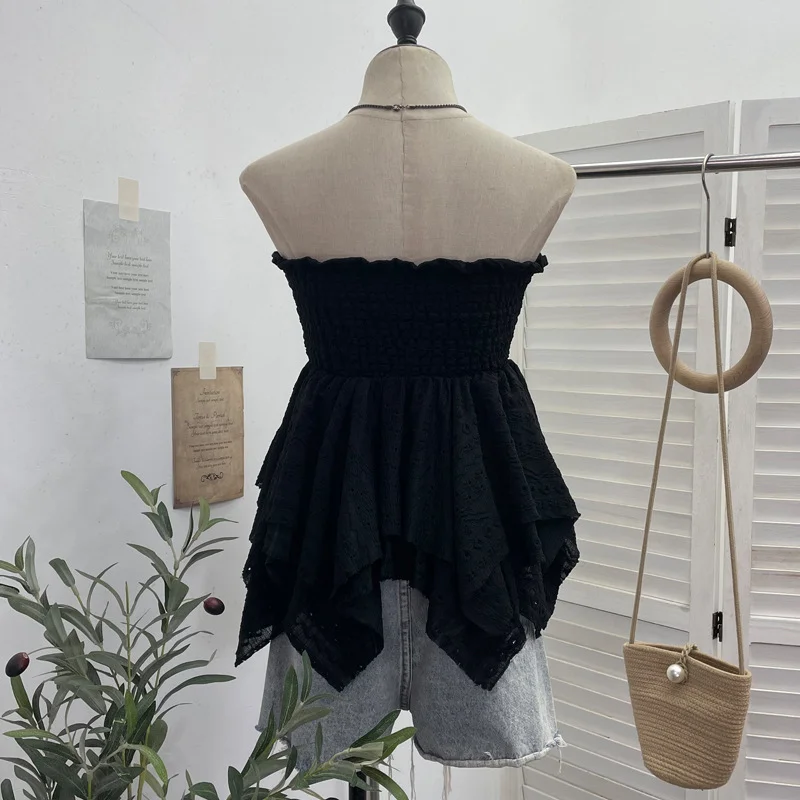 Nigikala Nigikala Shooting Holiday Wind Bra Strap With Bow Irregular Dress Loose Thin Short Sleeveless Top 9568