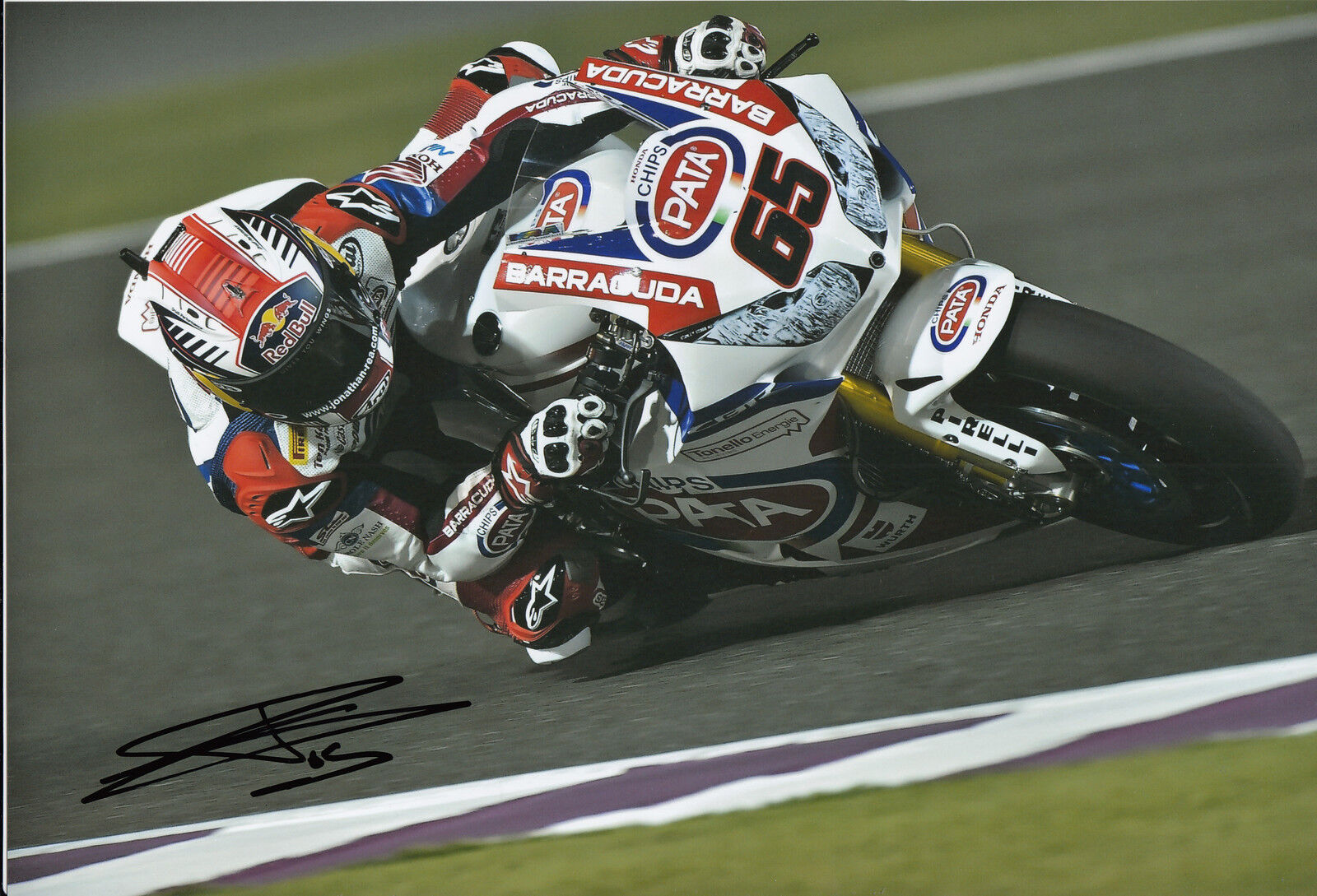 Jonathan Rea Hand Signed Pata Honda 12x8 Photo Poster painting Superbikes 1.