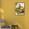 Fleurs et livres-plein rond diamant peinture-30 * 40cm