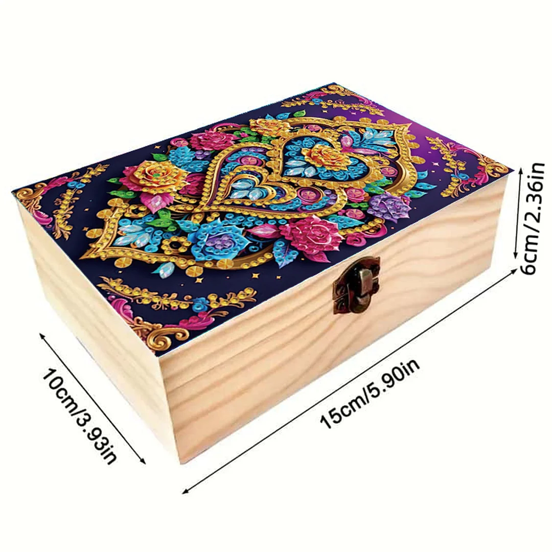 5D DIY Diamond Painting Handmade Wood Storage Box Crystal Storage Case (Pattern)