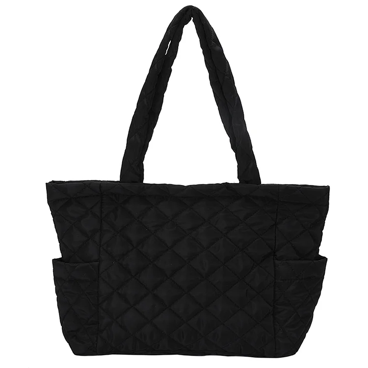 Autumn Winter Handbags Large Cotton Padded Women Top-handle Shoulder Bag (Black)
