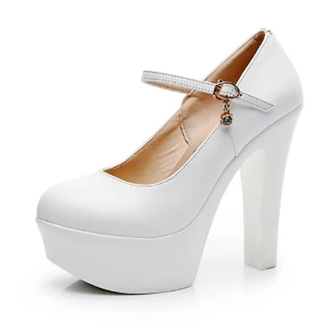 Breakj Breakj Head Buckle Waterproof Table 8CM High Heel Women's Shoes Thick-Soled Model Show Shoes Coarse Heel Work Shoes Silver Single Shoes