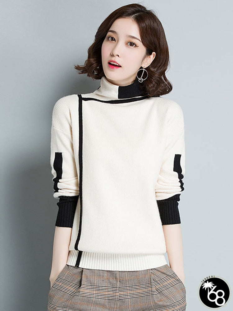Women's Acrylic Turtleneck Full Sleeve Casual Wear Knitted Sweater | 168DEAL