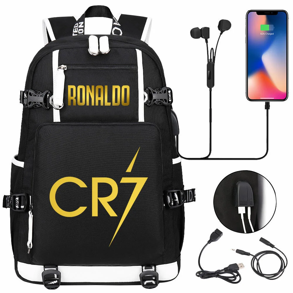 Buzzdaisy Cristiano Ronaldo Themed Backpack with USB Charging and Laptop Capacity