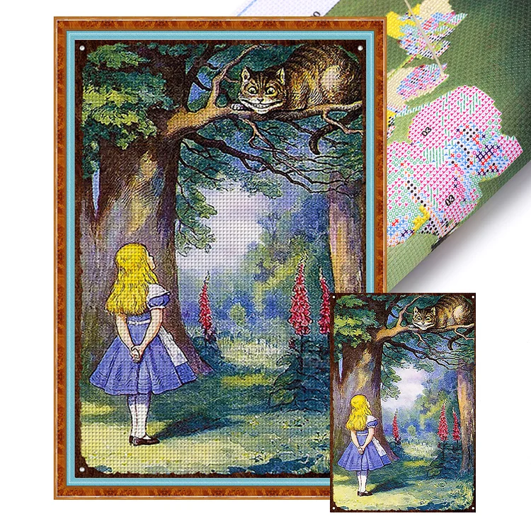 11CT 3 Strands Threads Printed Cross Stitch Kit - Alice In