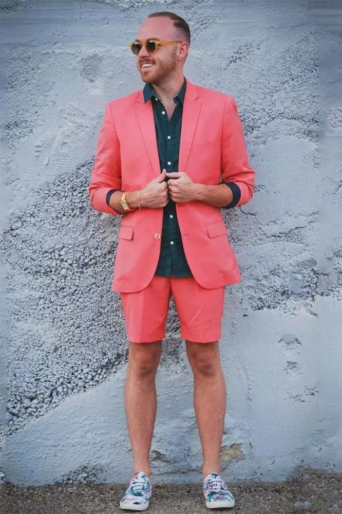 Fashion Orange Notched Lapel Summer Prince Suit With Short Pants | Ballbellas Ballbellas