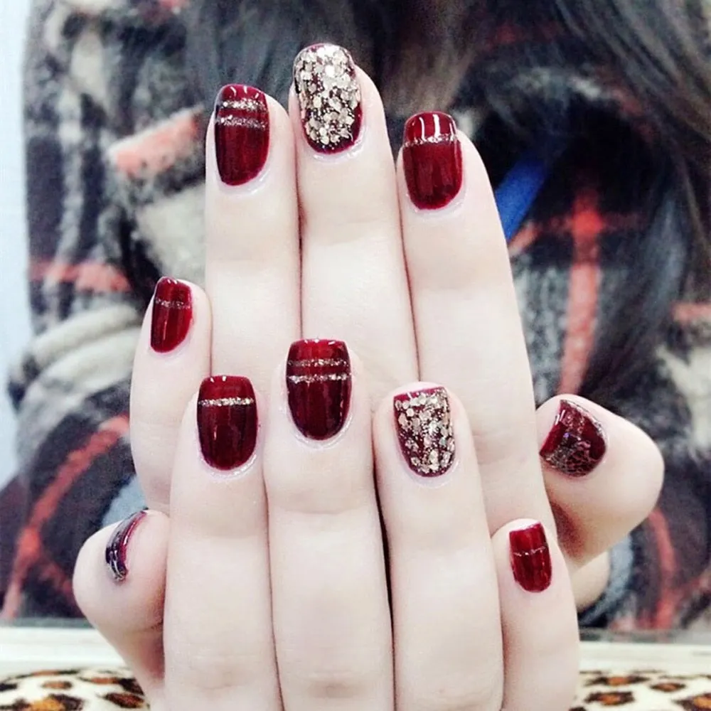 24Pcs/Set Cat Eye Phototherapy Nail Patch Wearable Fake Nail Short False Nail Wedding For Winter Autumn Wearable Full Cover-Nail Inspo