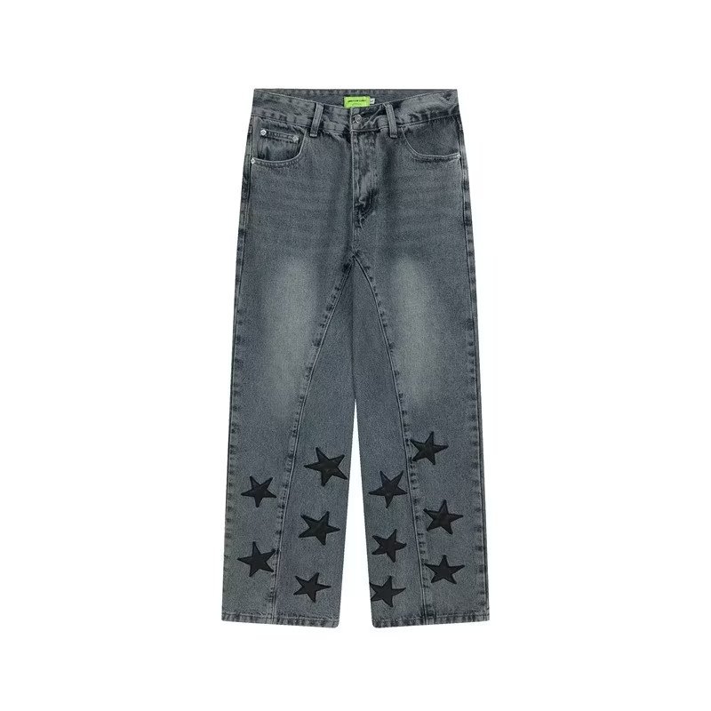 Sopula Unisex Men's Street Loose Straight Leg Star Embroidered Jeans - Sopula｜Premium Graphic Tees & Graphic Clothing