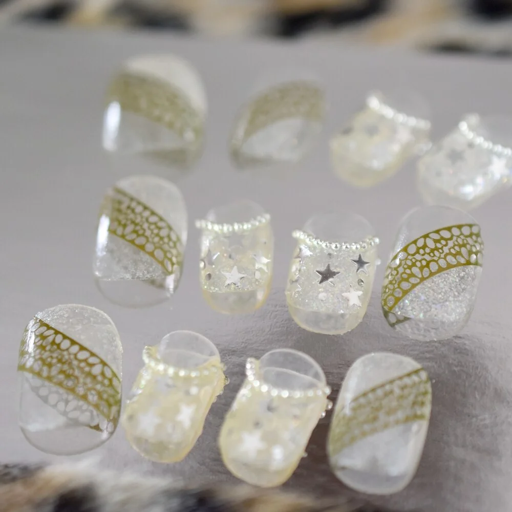 Kids Nail Art Tips Purple Pink Leopard Pattern Girl False Nails Small Size Student's Gift-Nail Inspo