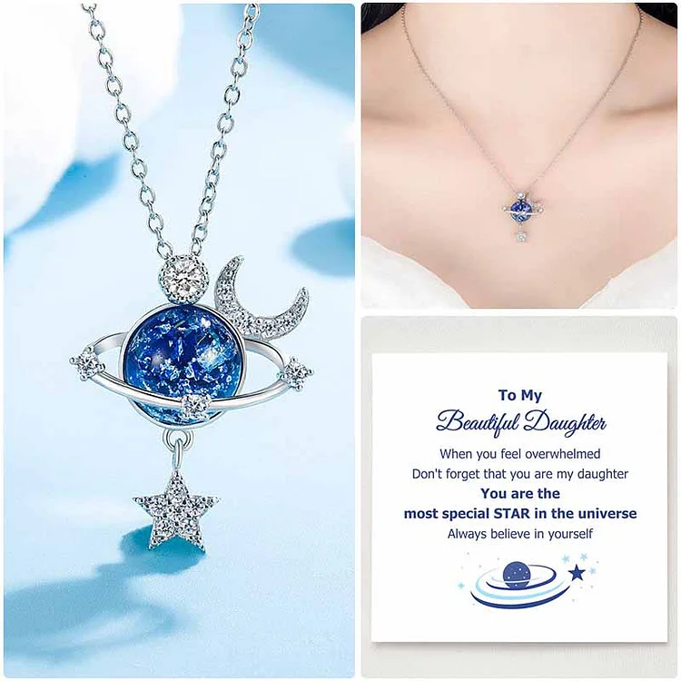 To My Daughter Moon & Stars Planet Necklace "You Are The Most Special Star in The Universe" Mother's Day Gift For Daughters