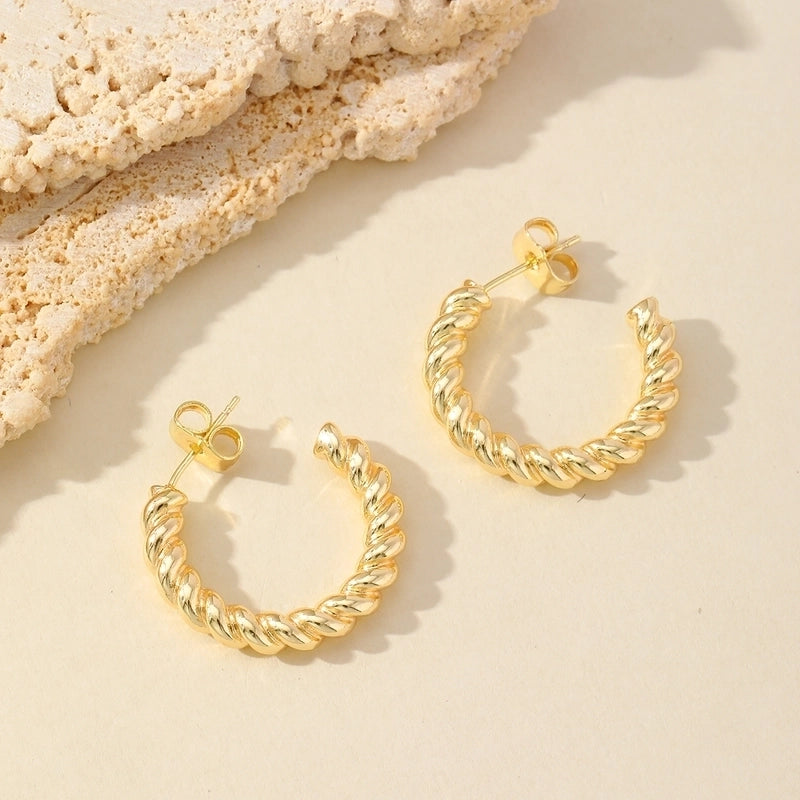 1 Pair Casual Minimalist Geometric Inlay Copper Zircon Imitation Gold  Earrings