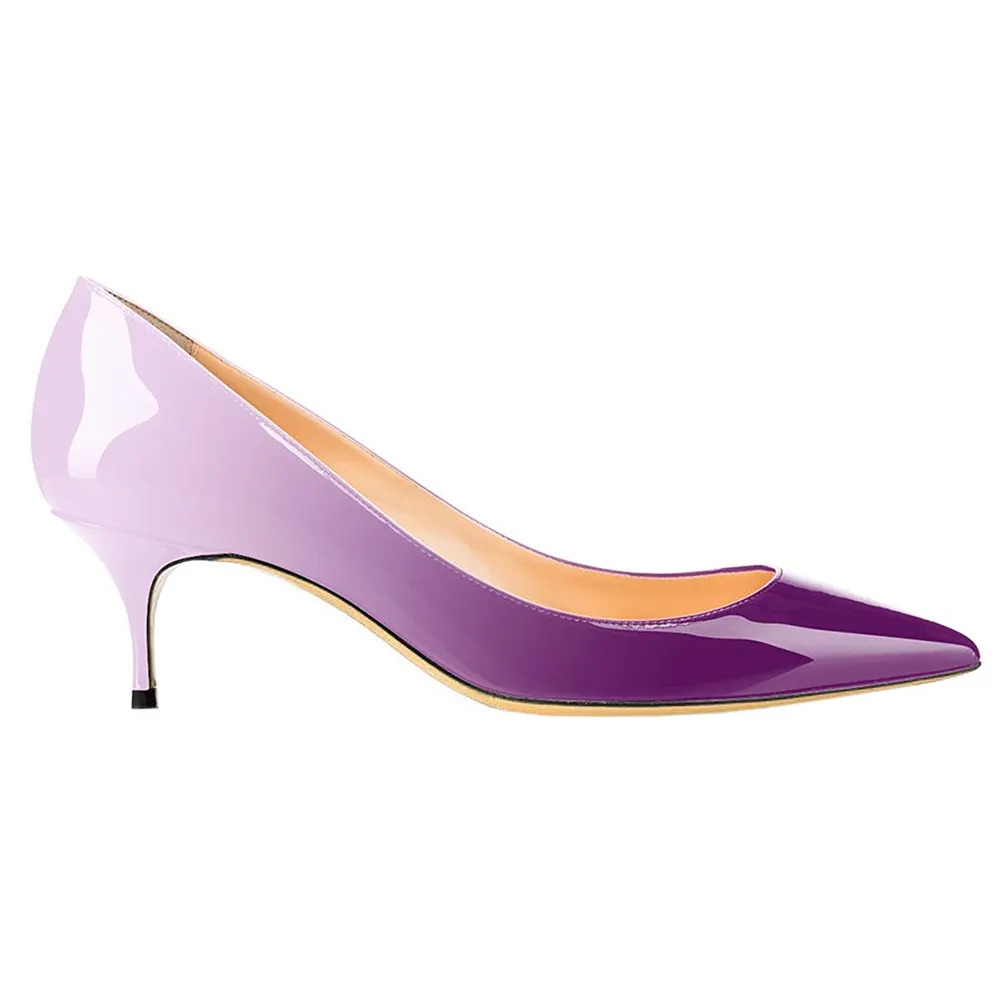 2.36" Kitten Heels Gradient Color Summer Daily Pumps-vocosishoes