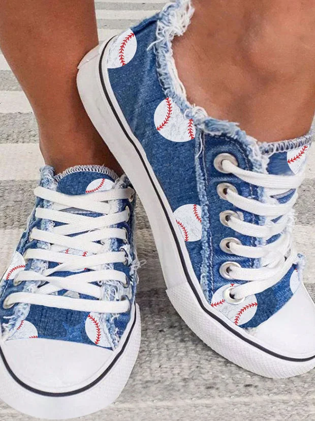 Baseball Print Canvas Shoes