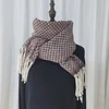 Autumn Winter Grids Knitting Tassels Unisex Shawl Scarf