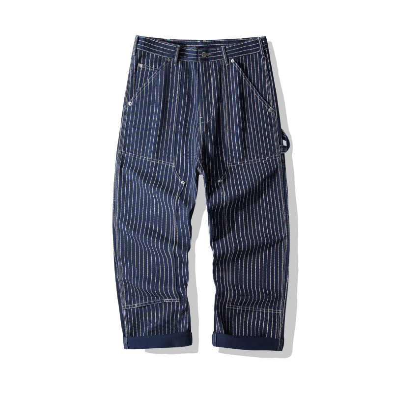 Men's Casual Striped Canvas Cargo Pants