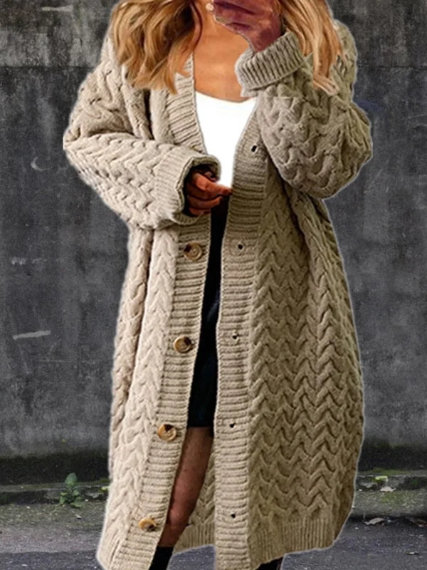Casual Solid Color Cardigan Sweater Coat