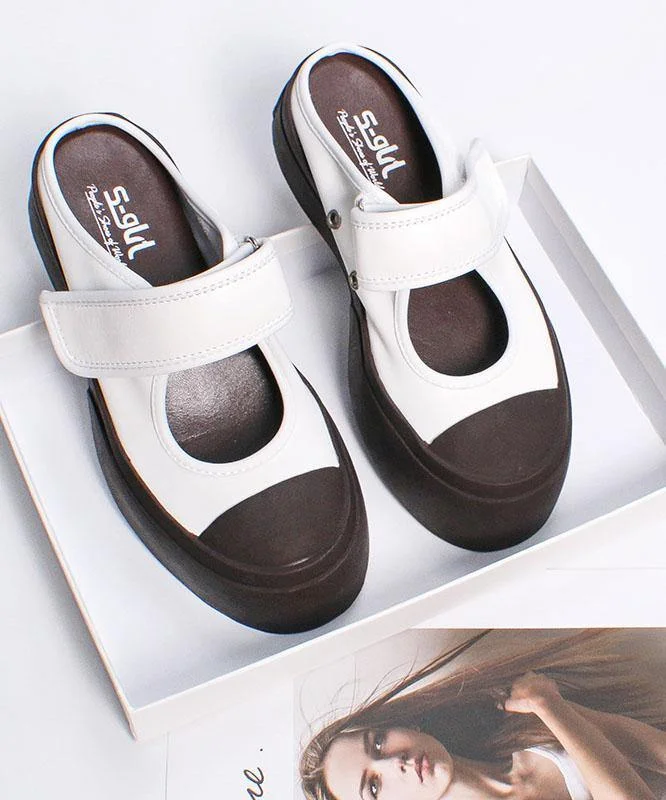 White Platform Buckle Strap Slide Sandals