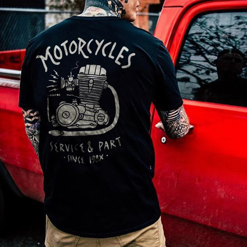 MOTORCYCLES printed loose T-shirt designer - Krazyskull