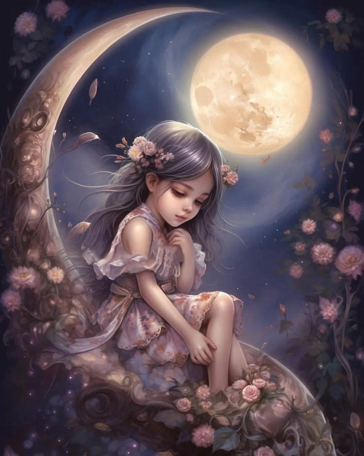 Fantasy Moon Girl 11CT Stamped Cross Stitch 45*55cm(Canvas) gbfke