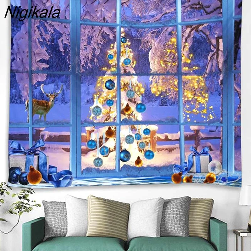 Nigikala Day Decorative Print Tapestry Bedroom Living Room Wall Hanging Tapestry Home Decor Xmas Mat for Christmas New Year