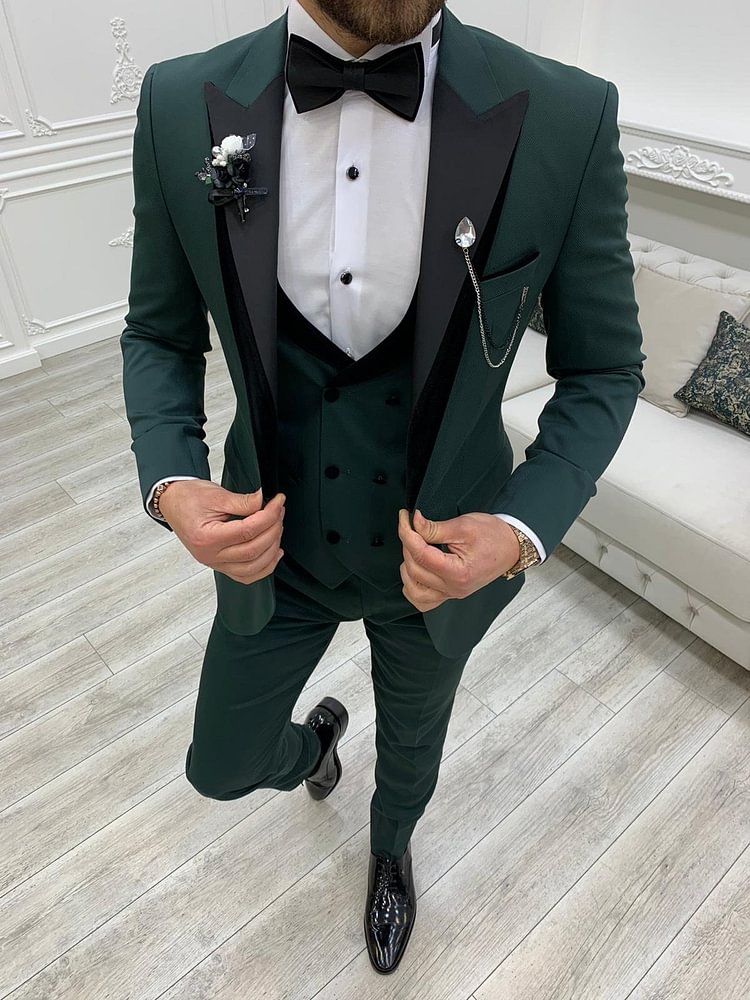 Partoni Royal Green Slim Fit Tuxedo