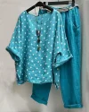 Round Neck Polka Dot Short Sleeve TwoPiece Suit