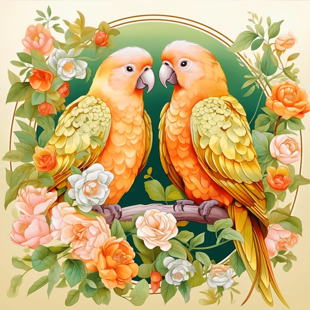 Diamond Painting Canvas Parrots, 30x30cm