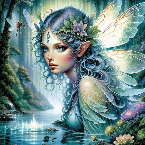 Green Forest Fairy 50*50cm (canvas) full round drill(40 colors) diamond painting