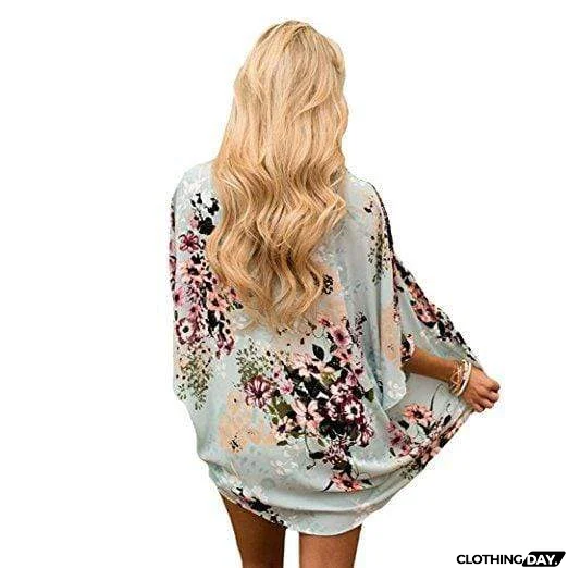 Bohemia Flower Print Summer Beach Women's Cardigan Loose Chiffon Coat
