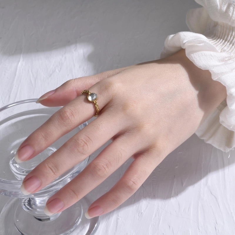 Fashion Oval 201 Stainless Steel Zircon Inlay Stainless Steel Rings