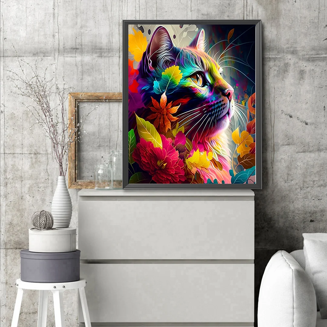 DIY Autumn Leaf Cat Paint by Numbers Kits Drawing Paintwork on Canvas 15.75x19.69inch Without Frame Canvas Oil Painting Number Painting for Beginners Adults Gift Home Wall Decor