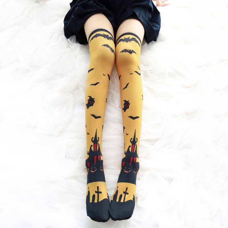 Halloween Yellow Little Bats Socks Novameme