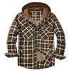 Men's Thicken Plaid Shirt Fleece-Lined Plus Size Windproof Hooded Jacket Coat