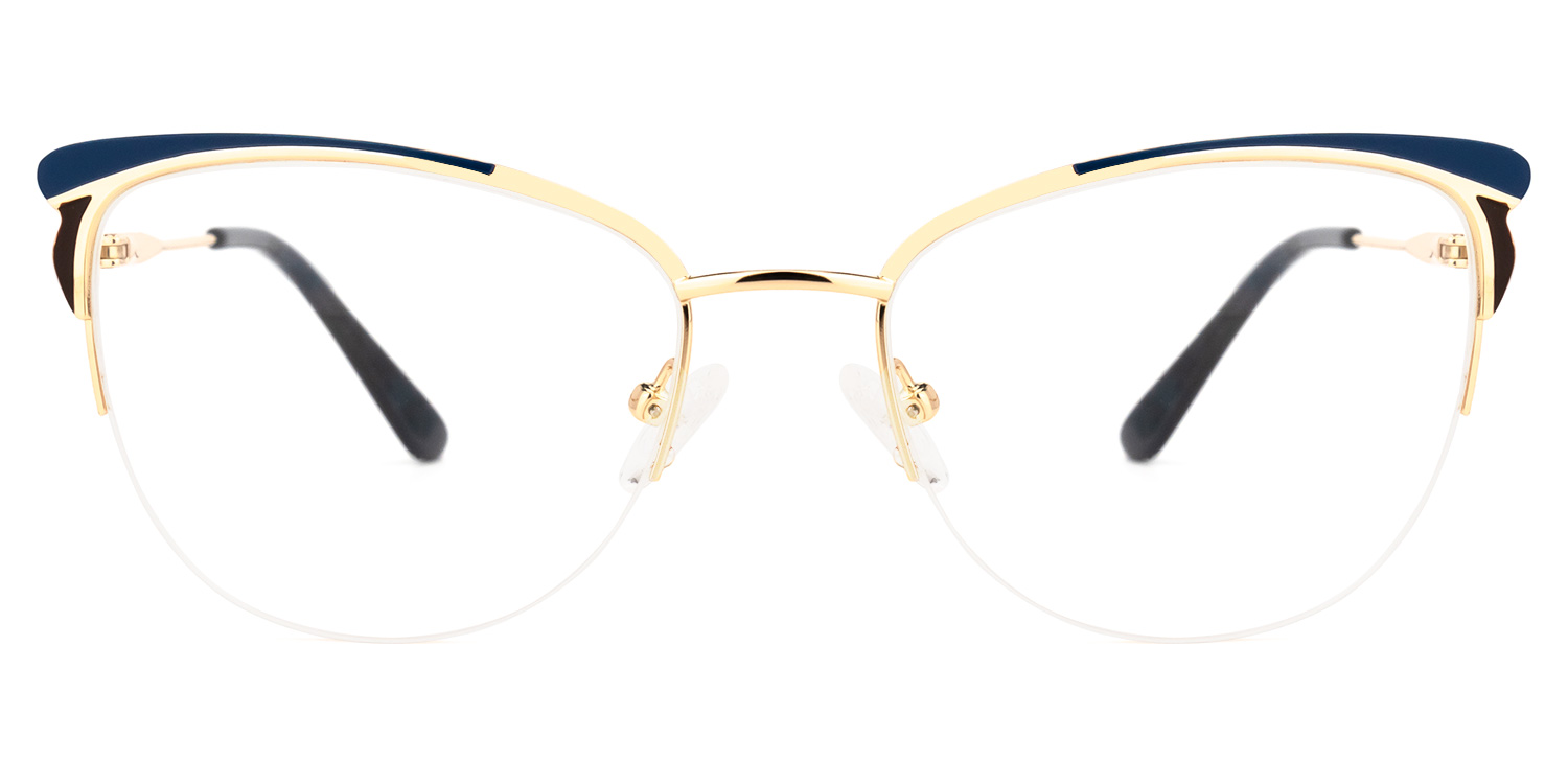 Val Blau-Gold Cateye Brille Blau-Gold