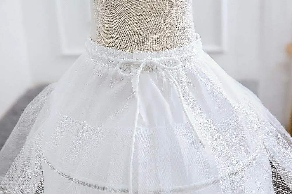 Children White Petticoat Ball Gown Solid Lace for Girls Kids Flexible Waist Drawstring Underskirt for Girls Wear Vestido S