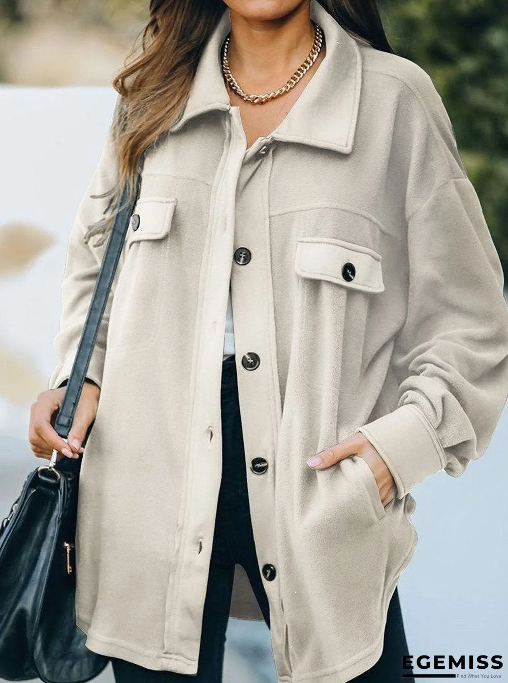 New Style Fleece Button Mid-length Cardigan Loose Jacket Coat | EGEMISS