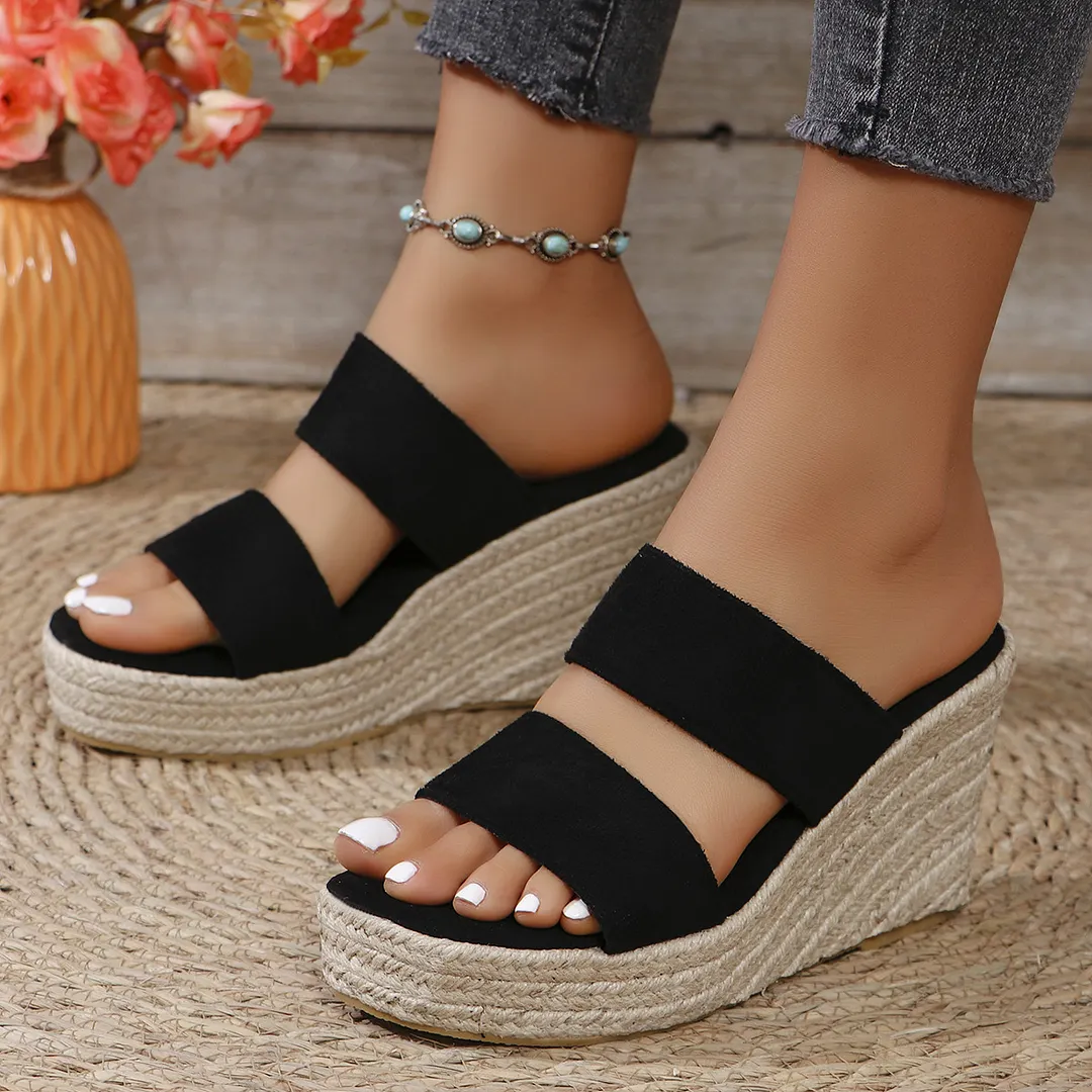 Breakj Breakj New Summer Slope And Thick-Soled Sandals Plus-Size Shoes With Casual Fish Mouth Thick Soles