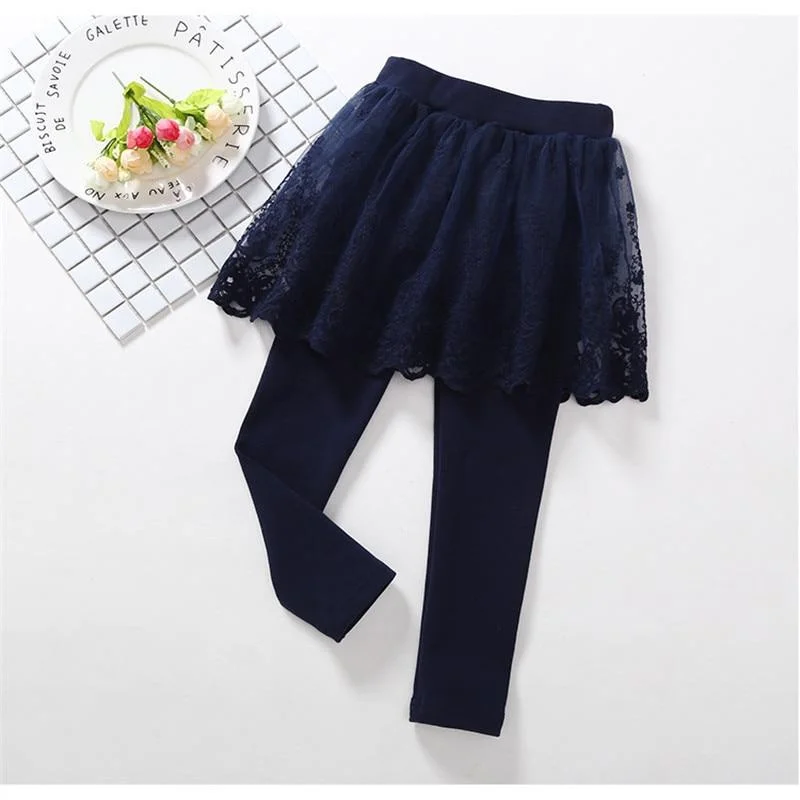 2020 Cotton Baby Girls Leggings Lace Princess Skirt-pants Spring Autumn Children Slim Skirt Trousers for 2-7 Years Kids Clothes