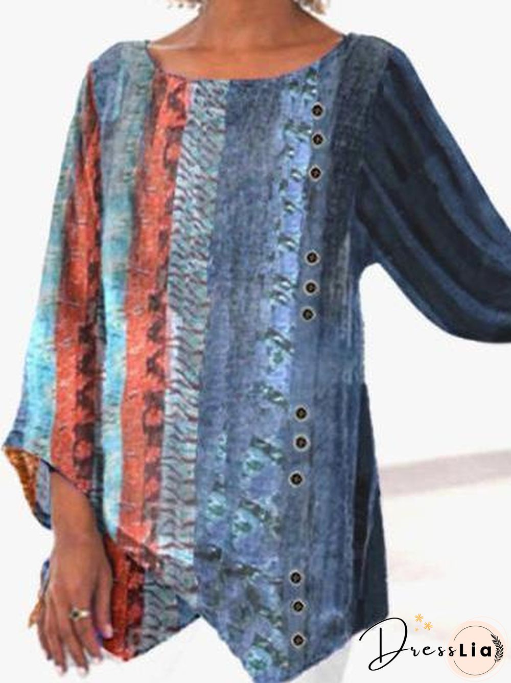 Autumn Round Neck Cotton&Linen Leisure Top