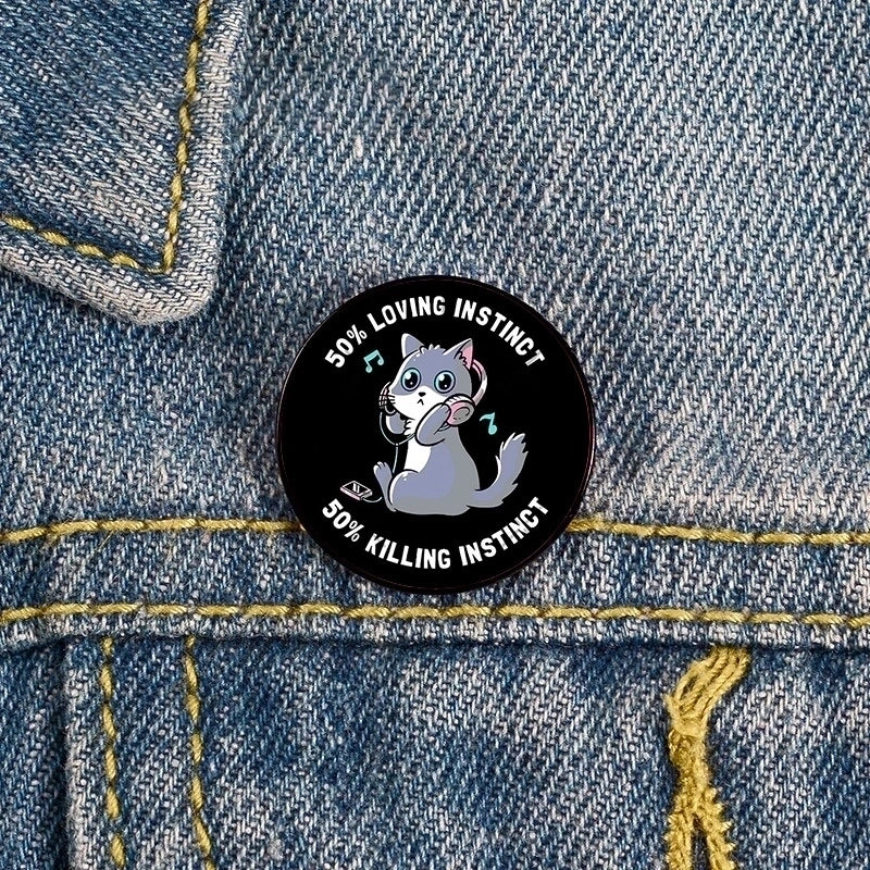 Cartoon Style Pin Cat Zinc Alloy Printing Unisex Brooches