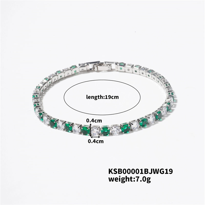 Hip-Hop Solid Color Copper Inlay Zircon K Gold Plated Rhodium Plated Unisex Tennis Bracelet