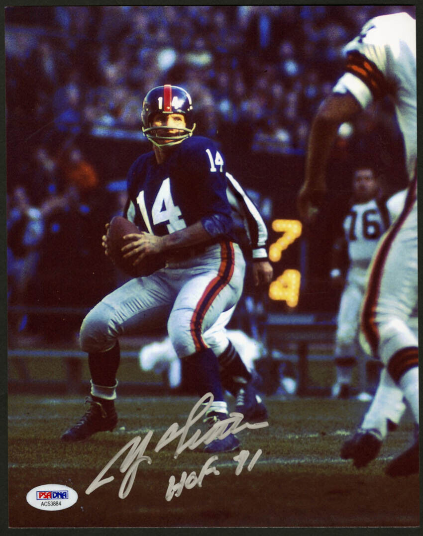 YA Y.A. Tittle SIGNED 8x10 Photo Poster painting + HOF 71 New York Giants PSA/DNA AUTOGRAPHED