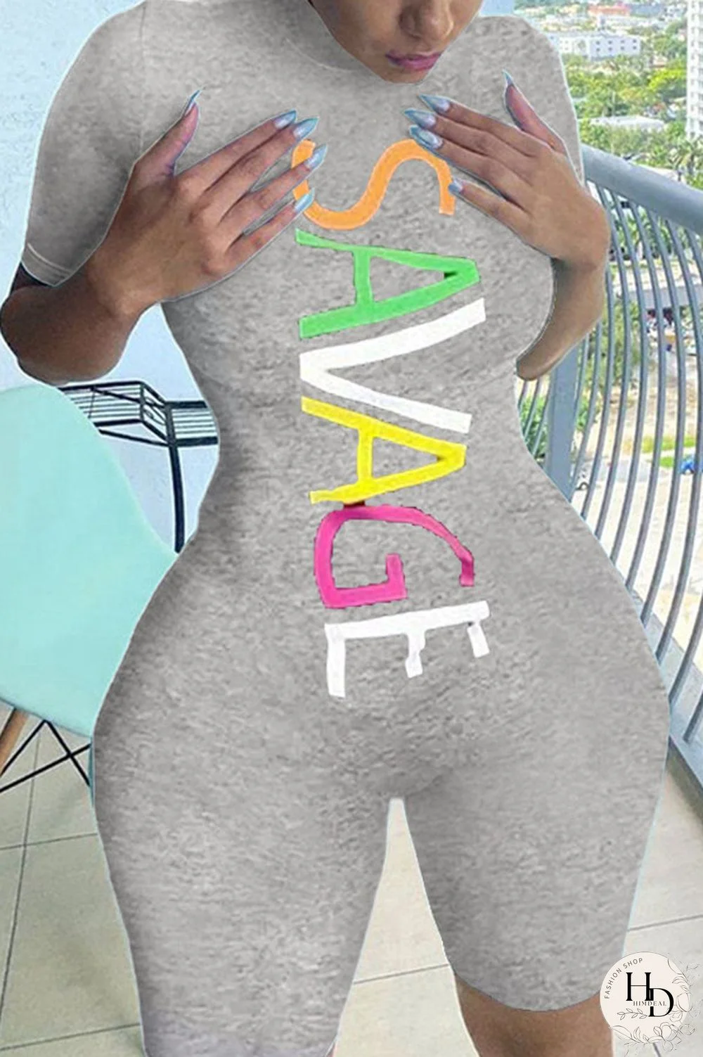 Orange Casual letter Short Sleeve Jumpsuits