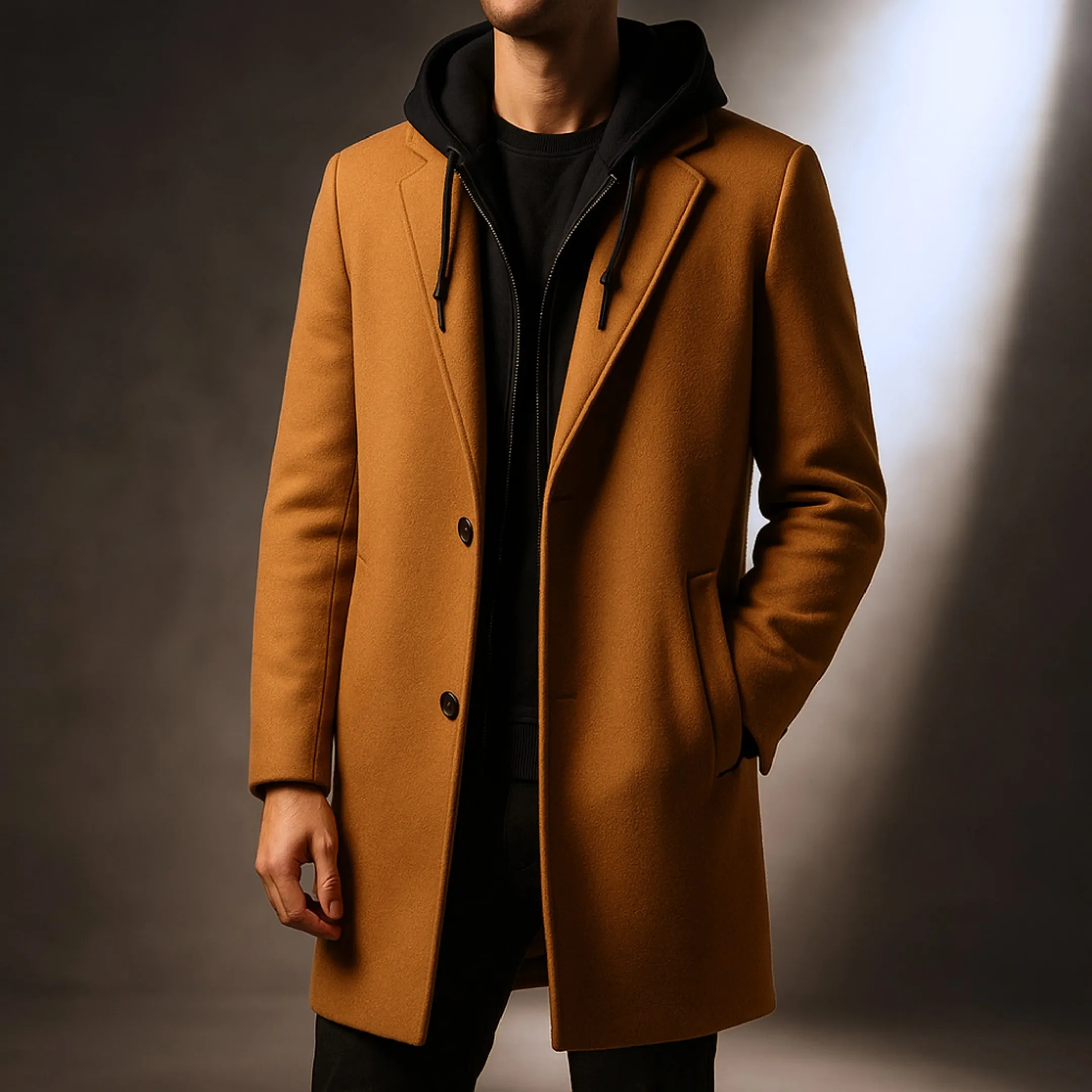 Men's Wool Blend Overcoat &ndash; Hooded Insert City Coat