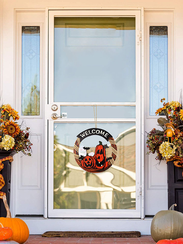 

Wood Door Hanging Happy Halloween Pumpkin Skull Cat Holiday Welcome Decor, Jm01438, 501 Original