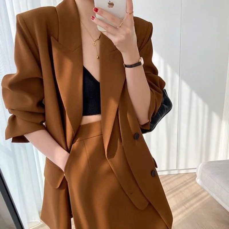 Toloer Toloer Jacket Suit Female 2024 Early Autumn New Korean Version Of Fashion Temperament Is Not Easy To Wrinkle Wrap Buttock Skirt Two Sets-Outfit Ideas