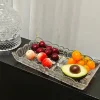 Multifunctional minimalist sunflower-patterned hollowed-out crystal glass rectangular fruit plate for home use