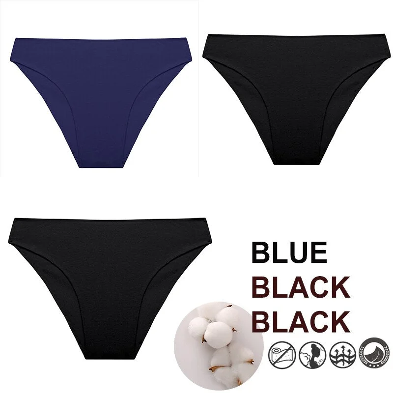 FINETOO 3PCS/Set M-XXL Panties Women Cotton Lingerie Woman Underwear Sexy Femme Underwear Girls Underpant Panty  7 Solid Colors