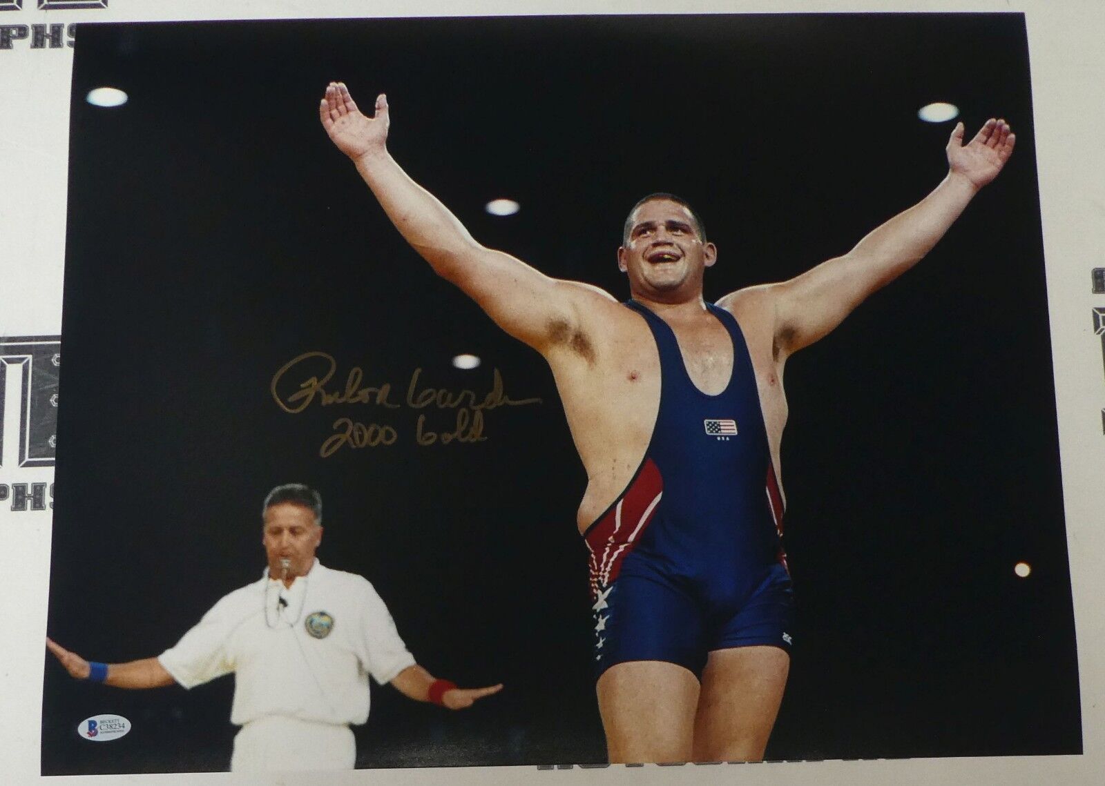 Rulon Gardner Signed 16x20 Photo Poster painting BAS COA 2000 Olympic USA Wrestling Gold Picture